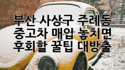 🚗 부산 사상구 주례동 중고차 매입, 놓치면 후회할 꿀팁 대방출! 🍯